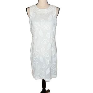 M.S.S.P White Embroidered Sleeveless Sheath Dress Sz M LWD, Wedding, Party